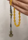 Gümüş Kazaz Püsküllü Sıkma Kehribar Tesbih