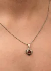 Gümüş Kırmızı Taşlı Gül Model Kadın Kolye
