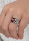 Gümüş Kırmızı Zirkon Taşlı Çocuk Erkek Yüzük