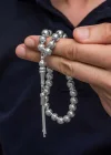Gümüş Küre Kesim 7 mm Erkek Tesbih
