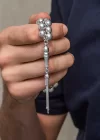 Gümüş Küre Kesim 7 mm Erkek Tesbih