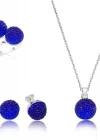 Gümüş Lacivert Kristal Taşlı Bayan Set