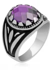 Gümüş Lila Zirkon Taşlı Çocuk Erkek Yüzük