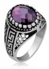 Gümüş Lila Zirkon Taşlı Çocuk Erkek Yüzük