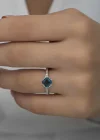 Gümüş Mavi Baget Tek Taş Kadın Yüzük