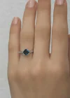 Gümüş Mavi Baget Tek Taş Kadın Yüzük