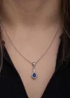 Gümüş Mavi Damla Zirkon Taşlı Kadın Kolye