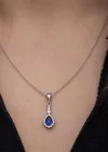 Gümüş Mavi Damla Zirkon Taşlı Kadın Kolye