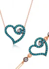Gümüş Mavi Kalpli Bayan Set