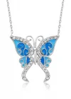 Gümüş Mavi Kelebek Bayan Kolye