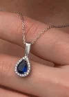 Gümüş Mavi Taşlı Damla Kadın Kolye