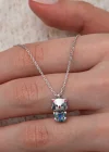 Gümüş Mistik Topaz Taşlı Sevimli Kedi Kolye