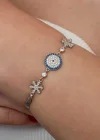 Gümüş Nazarlı Kar Tanesi Kadın Bileklik