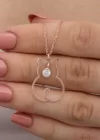 Gümüş Nisan Ayı Doğum Taşı Kedi Kadın Kolye