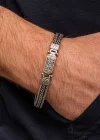 Gümüş Oksitli Desenli Erkek Bileklik
