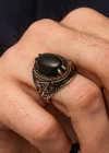 Gümüş Oniks Taşlı Erkek Yüzük