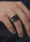 Gümüş Oniks Taşlı Tuğra Erkek Yüzük