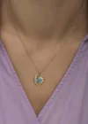 Gümüş Opal Mavi Taşlı Ay Güneş Kadın Kolye