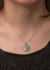 Gümüş Opal Mavi Taşlı Ay Güneş Kadın Kolye