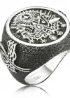 Gümüş Osmanlı Devlet Armalı Erkek Yüzük