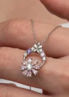 Gümüş Pembe Dönen Çiçek Kadın Kolye