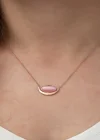 Gümüş Pembe Kedi Gözü Taşlı Hilal Kolye