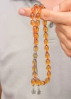 Gümüş Püsküllü Ateş Kehribar Tesbih