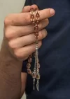Gümüş Püsküllü Ateş Kehribar Tesbih