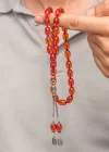 Gümüş Püsküllü Ateş Kehribar Tesbih