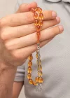 Gümüş Püsküllü Ateş Kehribar Tesbih