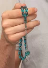 Gümüş Püsküllü Ateş Kehribar Tesbih