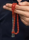 Gümüş Püsküllü Kapsül Kesim Sıkma Kehribar Tesbih
