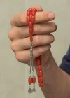 Gümüş Püsküllü Kapsül Kesim Sıkma Kehribar Tesbih