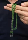 Gümüş Püsküllü Kapsül Kesim Sıkma Kehribar Tesbih