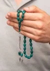 Gümüş Püsküllü Sıkma Kehribar Tesbih