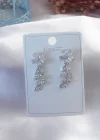 Gümüş Renk Çiçek Model Zirkon Taşlı Kadın Küpe