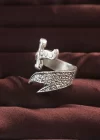 Gümüş Renk Kılıç Figürlü Ayarlamalı Erkek Yüzük