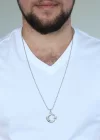 Gümüş Renk Krom Kaplama Kararmaz Ay Yıldız Tasarım Metal Erkek Kolye