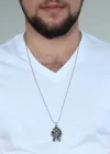 Gümüş Renk Krom Kaplama Kararmaz Firavun Tasarım Metal Erkek Kolye
