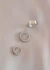 Gümüş Renk Metal Küpe Seti