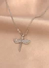 Gümüş Renk Metal Zirkon Taşlı Yusufçuk Kolye
