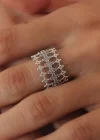 Gümüş Renk Motif Model Zirkon Taşlı Kadın Yüzük