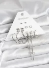 Gümüş Renk Pirinç 6lı Kadın Küpe Seti