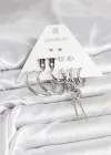 Gümüş Renk Pirinç 6lı Kadın Küpe Seti