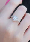 Gümüş Renk Zirkon Taşlı Kalp Model Charm Pirinç Kadın Yüzük