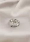 Gümüş Renkli Metal Kaplan Model Zirkon Taşlı Kadın Yüzük