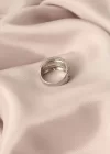 Gümüş Renkli Metal Zirkon Taşlı Ayarlanabilir Kadın Yüzük