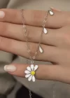 Gümüş Rodyum Papatya Seviyor Sevmiyor Bayan Kolye