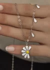Gümüş Rodyum Papatya Seviyor Sevmiyor Bayan Kolye