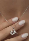 Gümüş Rodyum Tek Taşlı Uçak Kadın Kolye